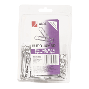 CLIP ACCO JUMBO CAJA CON 100 PIEZAS CLIP ACCO JUMBO CAJA CON 100 PIEZAS
