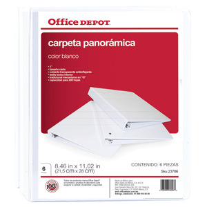 CARPETA PANORAMICA BLANCA OFFICE DEPOT 1""" PAQ/6 CARPETA PANORAMICA BLANCA OFFICE DEPOT 1""" PAQ/6