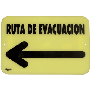 LETRERO RUTA EVACUACION FLUORESCENTE SABLON