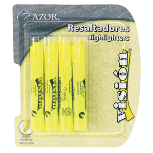 RESALTADOR AMARILLO VISION BLISTER C/4 AZOR