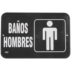 LETRERO SABLON (BAÑO, HOMBRES, NEGRO)