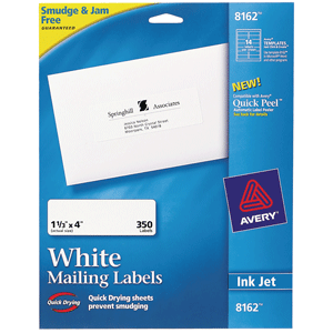 ETIQUETA BLANCA PERMANENTE INKJET 3.4 CM X 10.2 CM PAQ 350