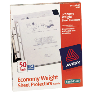 PROTECTORES DE HOJA SEMI-TRANSPARENTE 50 PZ