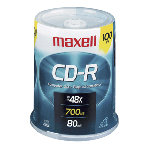 CD-R MAXELL 100PK 48X 80 MIN. CD-R MAXELL 100PK 48X 80 MIN.