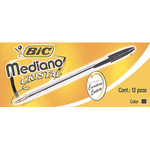 BOLIGRAFO BIC (PUNTO MEDIANO, NEGRO, CAJA 12 PZS)