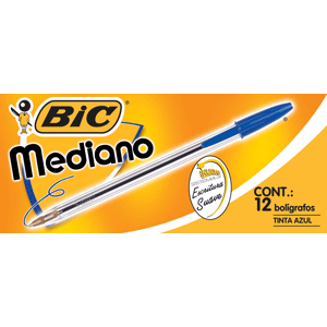 BOLIGRAFO BIC (PUNTO MEDIANO, AZUL, CAJA 12 PZS)