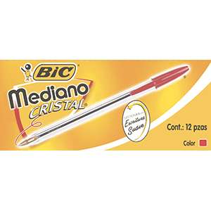 BOLIGRAFO BIC (PUNTO MEDIANO, ROJO, CAJA 12 PZS)