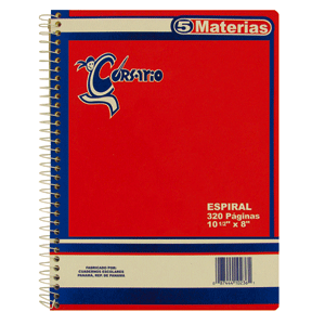 CUADERNO C/ESPIRAL 5MATERIAS RAYA CORSARIO