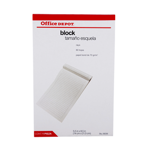 BLOCK DE NOTAS OFFICE DEPOT ESQUELA, LINEAS, 70GRS