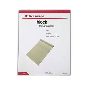 BLOCK DE NOTAS OFFICE DEPOT (CARTA, LINEAS,80 HJS)