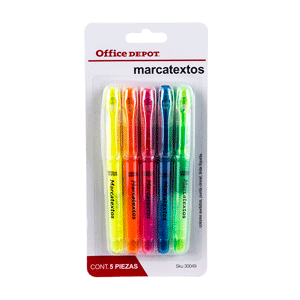 RESALTADOR P/5 COLORES SURTIDOS OFFICE DEPOT