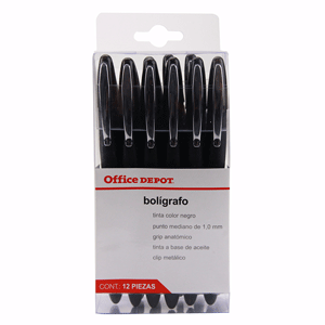 BOLIGRAFO OFFICE DEPOT (MEDIANO / NEGRO / 12PZS) BOLIGRAFO OFFICE DEPOT (MEDIANO / NEGRO / 12PZS)