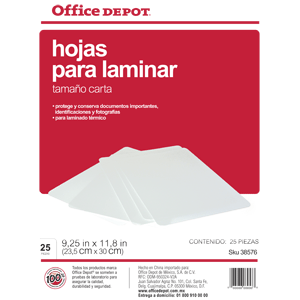 MICA TERMICA 8.5X11""" PK/25 OFFICE DEPOT MICA TERMICA 8.5X11""" PK/25 OFFICE DEPOT
