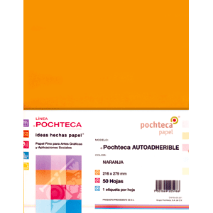 PAPEL AUTOADHERIBLE FLUORESCENTE NARANJA 50HJS