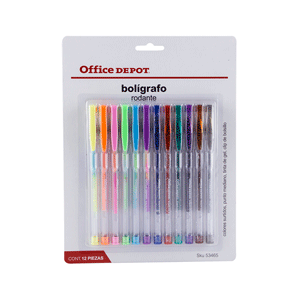 BOLIGRAFO OFFICE DEPOT GEL CON DIAMANTINA, 12 PZS BOLIGRAFO OFFICE DEPOT GEL CON DIAMANTINA, 12 PZS