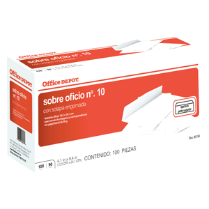 SOBRE OFFICE DEPOT BLANCO OFICIO N 10 100U SOBRE OFFICE DEPOT BLANCO OFICIO N 10 100U