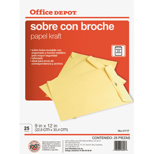 SOBRE OFFICE DEPOT CON BROCHE METALICO CARTA 25U SOBRE OFFICE DEPOT CON BROCHE METALICO CARTA 25U
