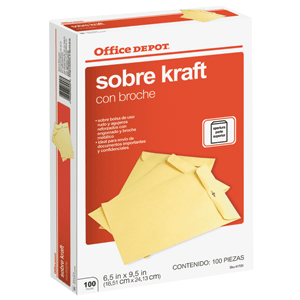 SOBRE OFFICE DEPOT CON BROCHE METALICO ESQUELA 100U SOBRE OFFICE DEPOT CON BROCHE METALICO ESQUELA 100U