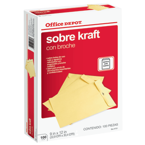 SOBRES C/BROCHE METÁLICO CARTA 100 PK OFFICE DEPOT