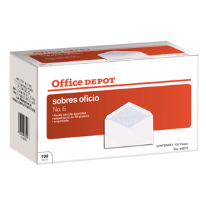 SOBRE OFFICE DEPOT BLANCO N 6 100U SOBRE OFFICE DEPOT BLANCO N 6 100U