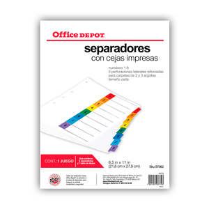 SEPARADORES CON CEJAS IMPRESAS NUMERICO 1-5 CARTA SEPARADORES CON CEJAS IMPRESAS NUMERICO 1-5 CARTA