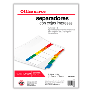 SEPARADORES CON CEJAS IMPRESAS NUMERICO 1-8, CARTA SEPARADORES CON CEJAS IMPRESAS NUMERICO 1-8, CARTA