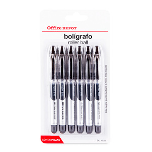 BOLÍGRAFO ROLLER NEGRO BLISTER C/6 OFFICE DEPOT