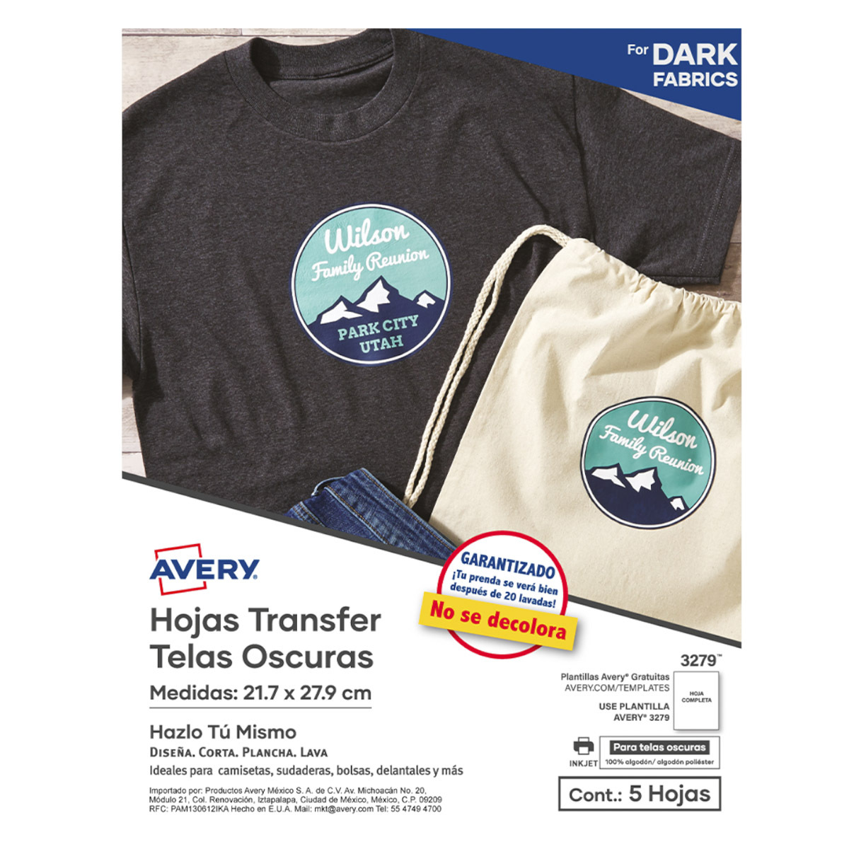 HOJAS TRANSF T-SHIRT NEGRA C/5