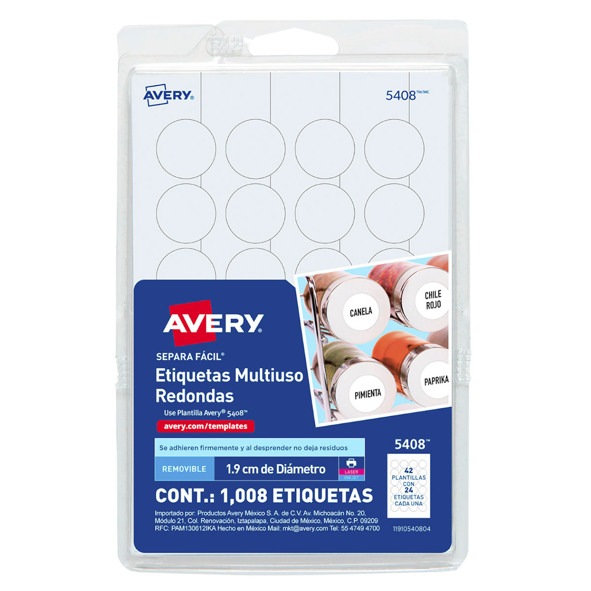 ETIQUETA MULTIUSO REMOVIBLE BLANCA 1.9 CM PAQ 1008