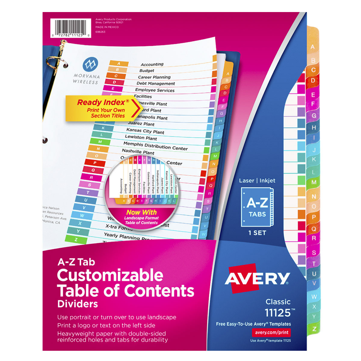 SEPARADOR PREDISEÑADO CON PESTAÑAS MULTICOLOR ALFABÉTICO