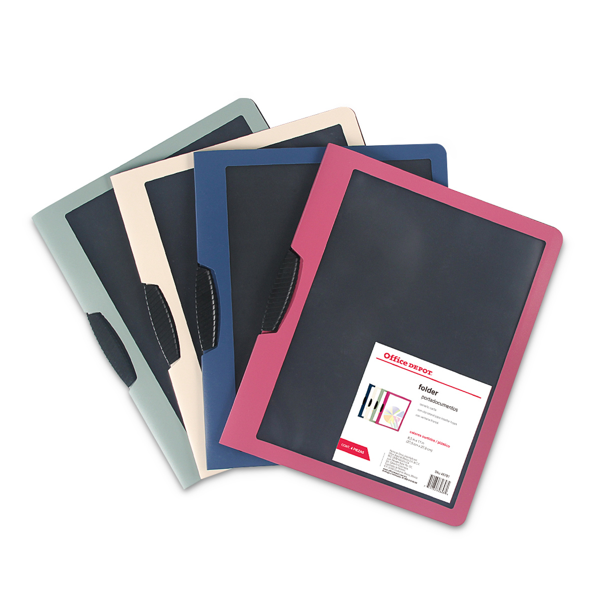 FOLDER PORTADOCUMENTOS C CLIP TCARTA COLORES SURTIDOS C VENTANA 4PZ ...