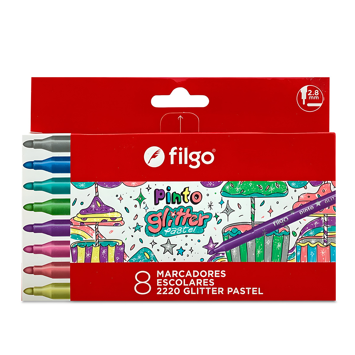 MARCADOR FILGO PINTO 2220 GLITTER PASTEL 8U