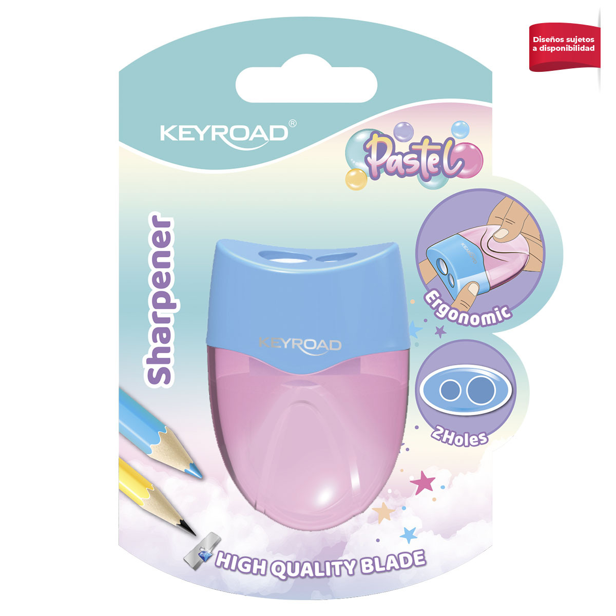 SACAPUNTAS KEYROAD 2O CON DEPOSITO COLORES PASTEL