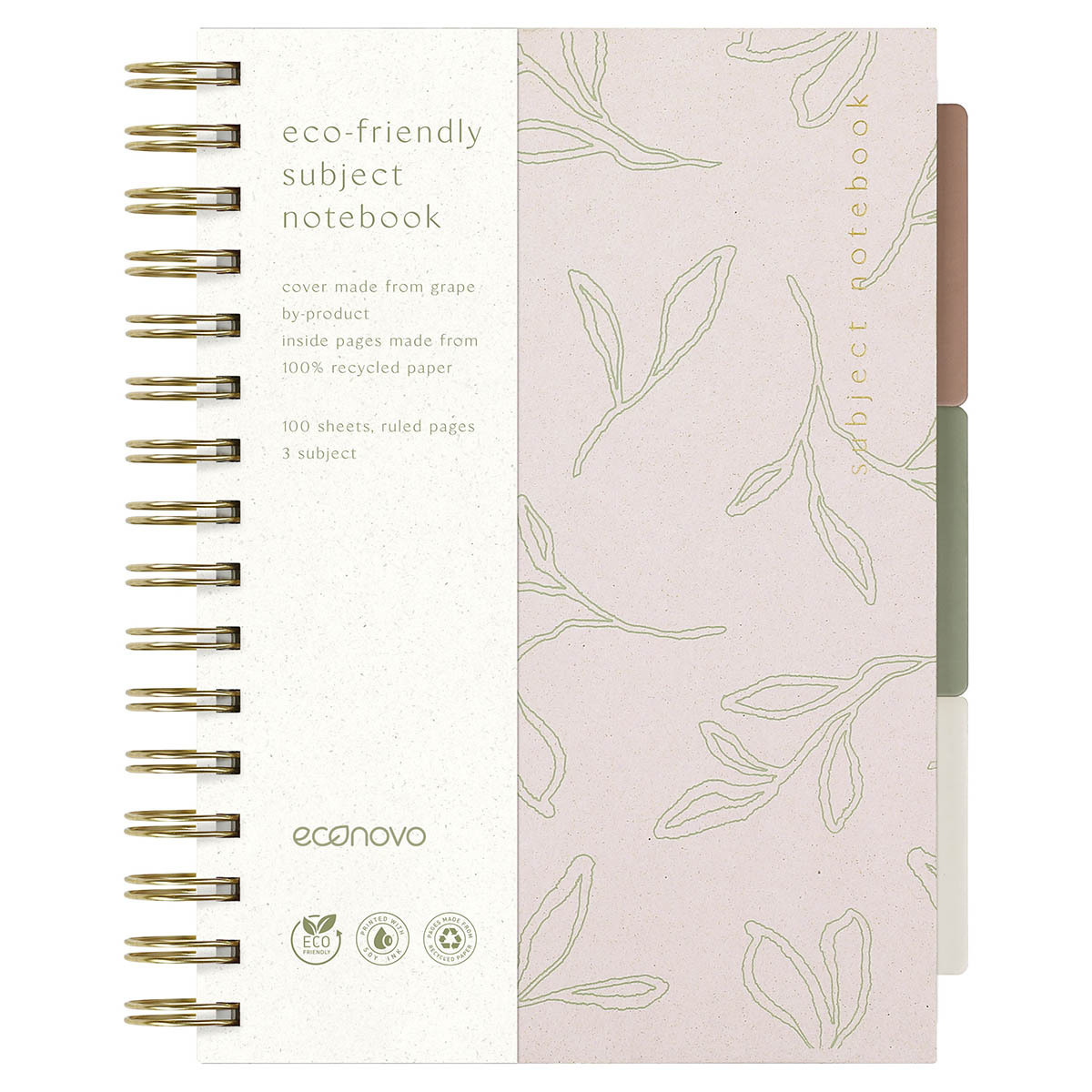 CUADERNO ESPIRAL ECONOVO RECICLADO 80GR 100H
