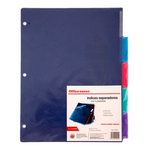 DIVISION SET/5 PLASTICA MULTICOLOR OFFICE DEPOT