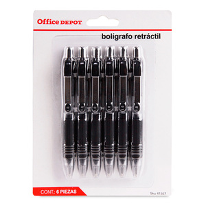 BOLÍGRAFO FORAY RETRACTIL (MINI, NEGRO, 6 PIEZAS)