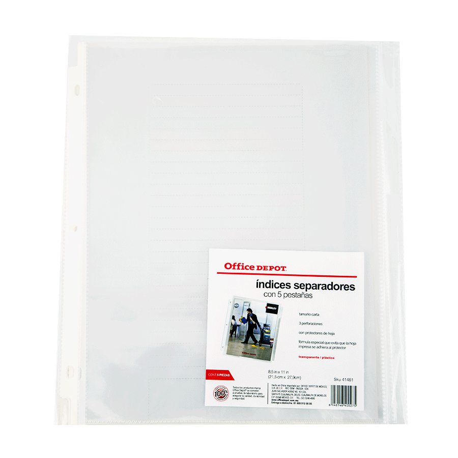 INDICE Y PROTECTOR DE HOJAS T/CARTA 5 DIV OD