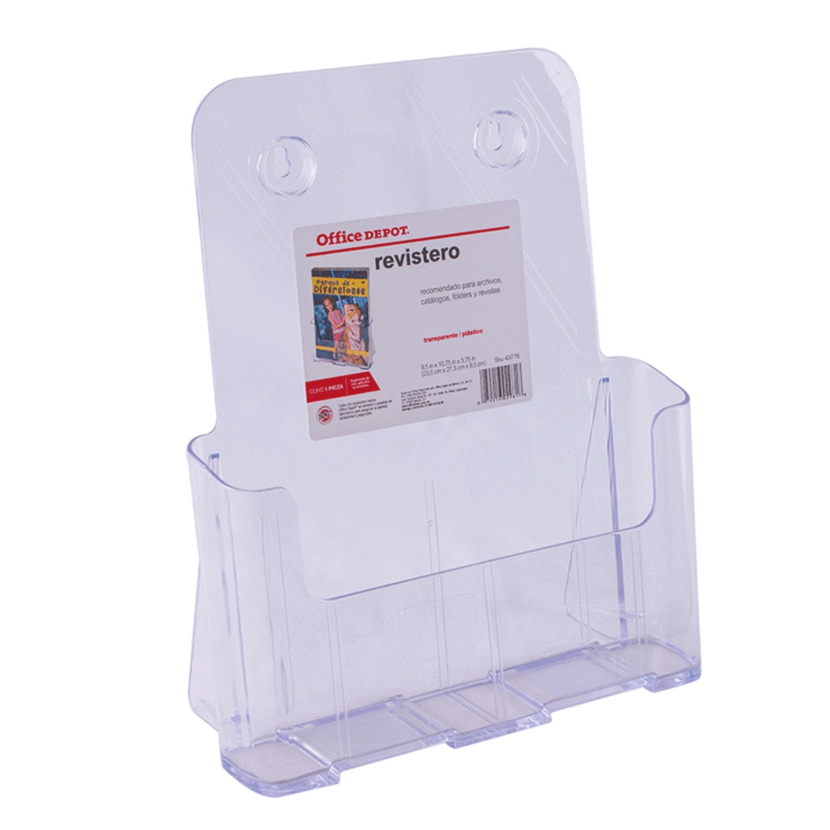 PORTA REVISTAS SENCILLO ACRILICO 9.25 W X 10.75 H X 3.75 D