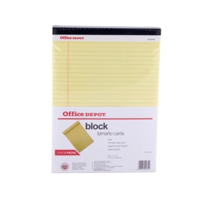 BLOCK DE NOTAS OFFICE DEPOT TAMANO CARTA, CANARIO