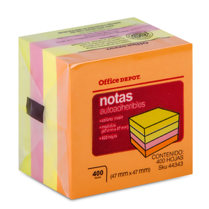 NOTAS ADHESIVAS 2X2 NEON OD 400 HOJAS NOTAS ADHESIVAS 2X2 NEON OD 400 HOJAS