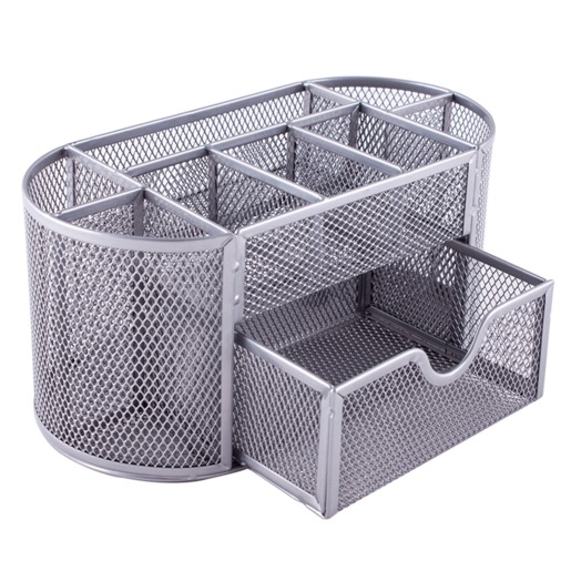ORGANIZADOR OVALADO MESH P/ESCRITORIO COLOR PLATA