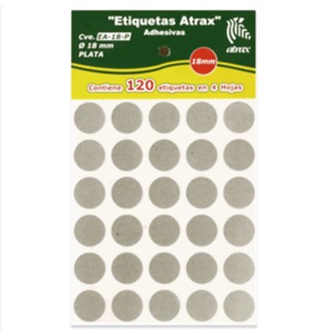 ETIQUETAS CIRC. PLATA C/120 ETIQUETAS CIRC. PLATA C/120