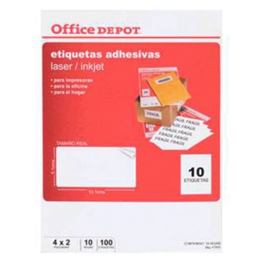 ETIQUETA ADHESIVA OFFICE DEPOT (4X2 PULGADAS)