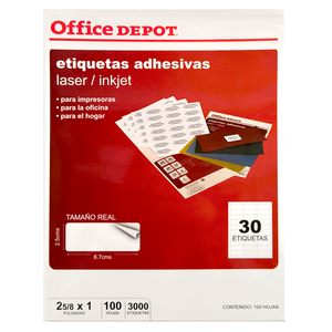 ETIQ. POR HOJA 30 P/3000 LASER INKJET ETIQ. POR HOJA 30 P/3000 LASER INKJET