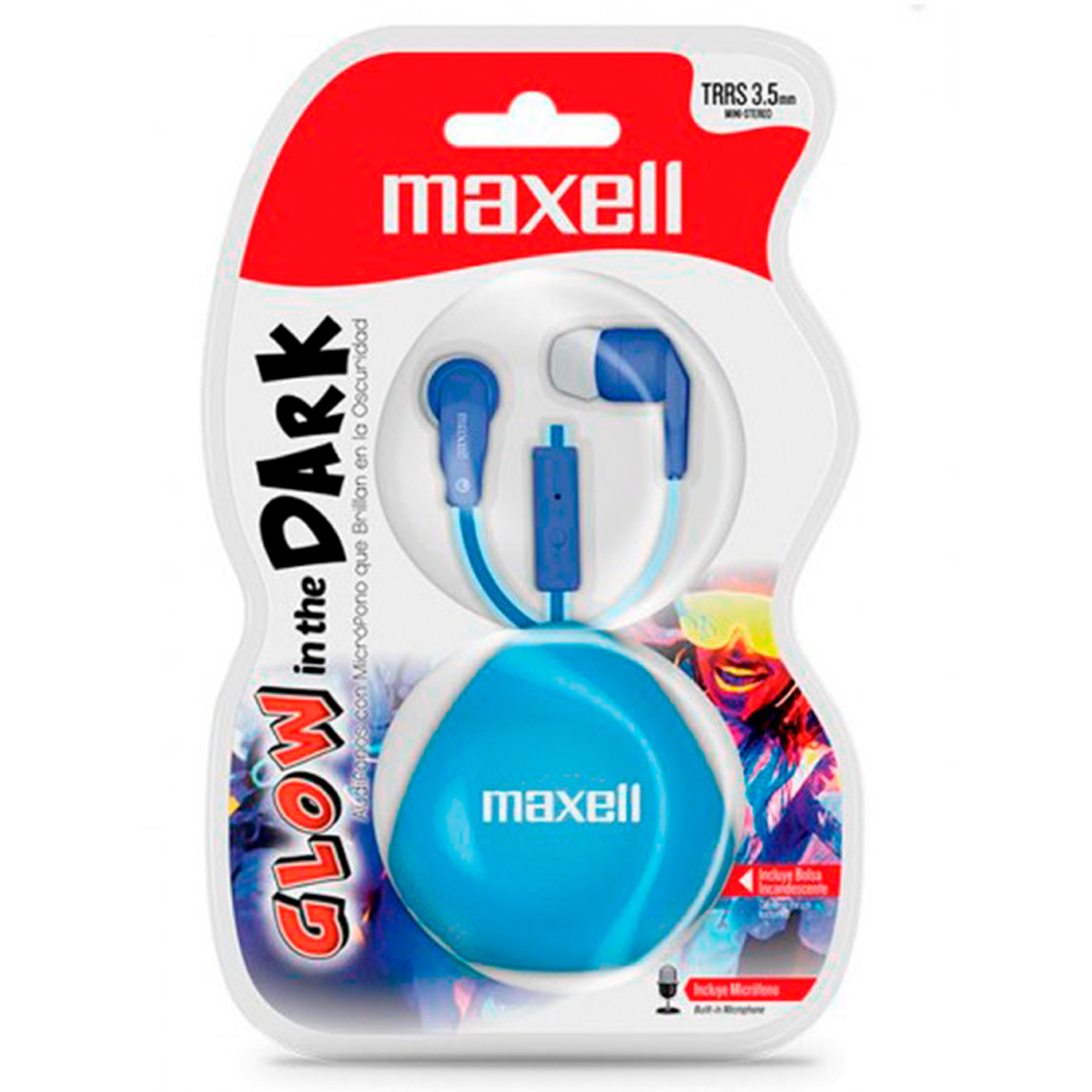 AUDIFONOS MAXELL GLO IN THE DARK AZUL