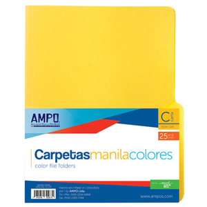 FOLDER MANILA TAMAÑO CARTA, COLORES, 25 UNIDADES