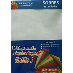 SOBRES A-7 BLANCO PIEDRA 90 G P/25 SOBRES