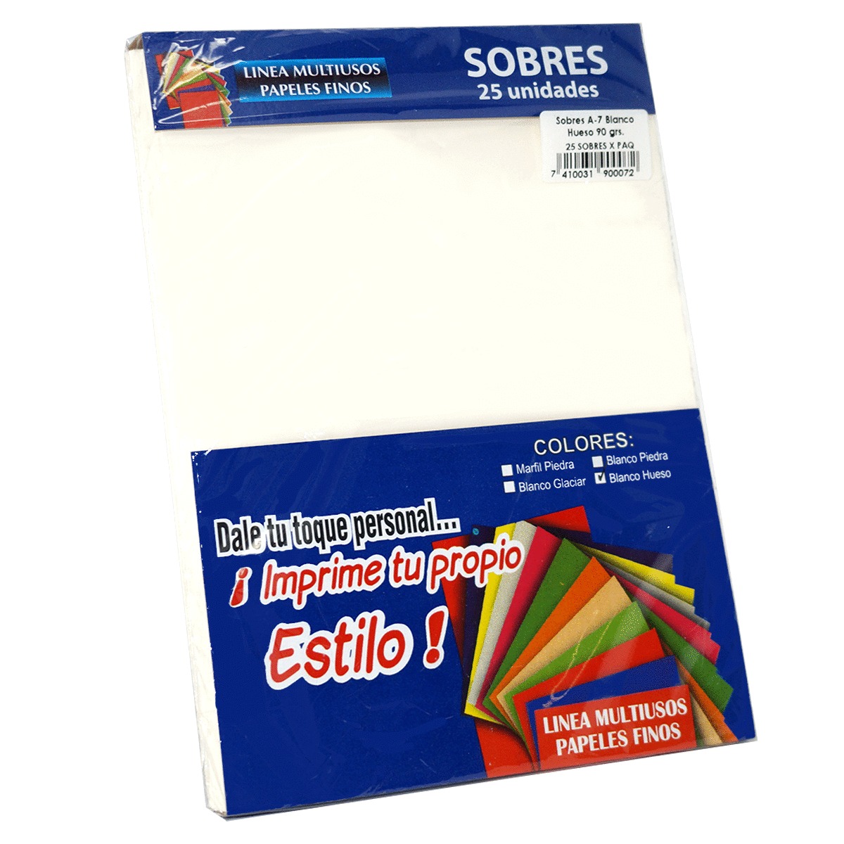 SOBRES A-7 BLANCO HUESO 90 G P/25 SOBRES