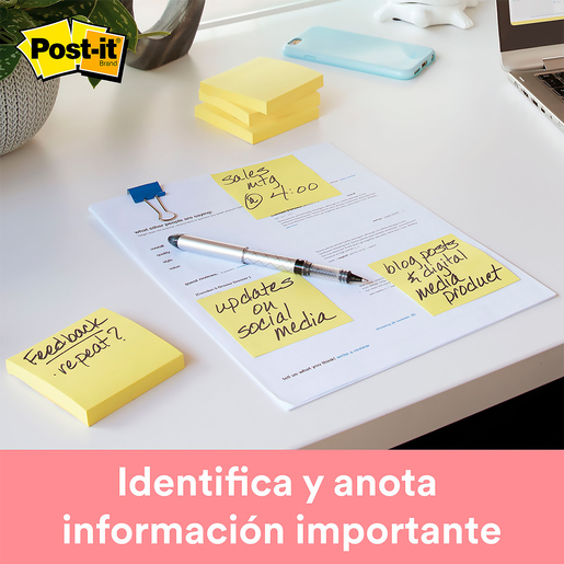 NOTAS ADHESIVAS POST IT AMARILLO 3X3 100H 1U