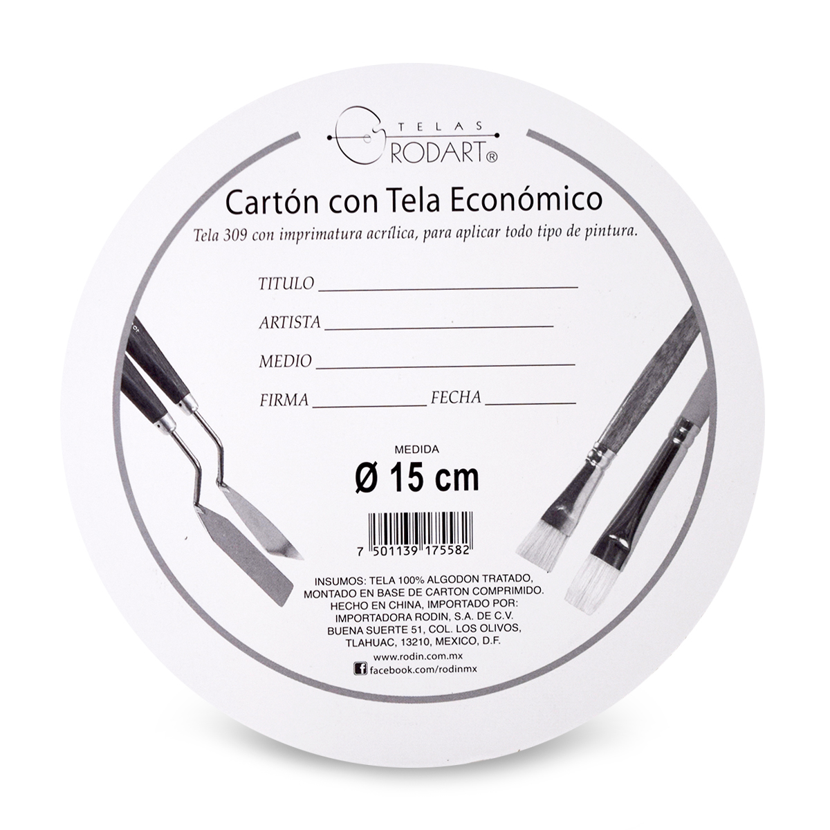CARTON C/TELA REDONDO CM PZ